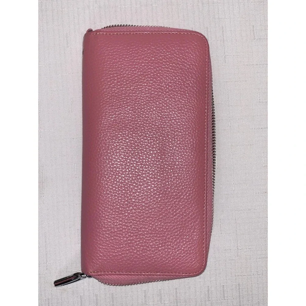 Leather Zip Wallet Womens RFID Blocking Phone Clutch Travel Purse Wristlet